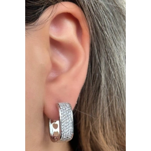 Gümüş Renk Taş Detaylı Küpe (Çift)