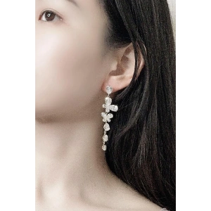 Gümüş Renk Taş Detaylı Küpe (Çift)