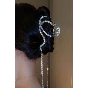 Gümüş Renk Taş Detaylı Metal Mandal Toka