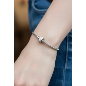 Gümüş Renk Taş Detaylı Bileklik