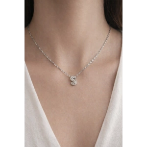 Gümüş Renk Taş Detaylı S Harfli Mini Çelik Kolye