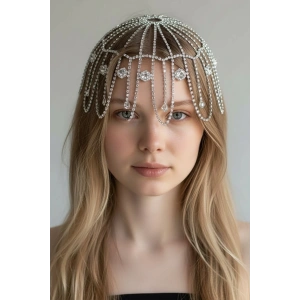 Gümüş Renk Taş Detaylı Saç Aksesuarı/Kına Aksesuarı