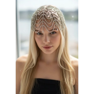 Gümüş Renk Taş Detaylı Saç Aksesuarı/Kına Aksesuarı