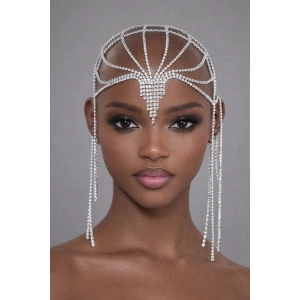 Gümüş Renk Taş Detaylı Saç Aksesuarı/Kına Aksesuarı