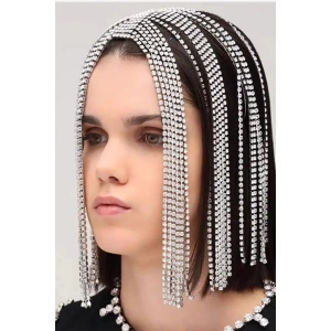 Gümüş Renk Taş Detaylı Saç Aksesuarı/Kına Aksesuarı