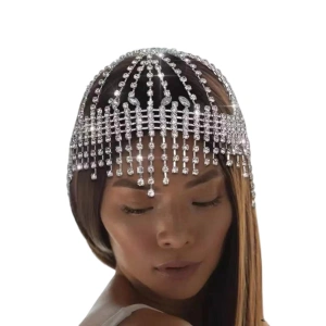 Gümüş Renk Taş Detaylı Saç Aksesuarı/Kına Aksesuarı