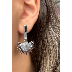 Gümüş Renk Taş Detaylı Sallantılı Çelik Xuping VIP Küpe (Çift)