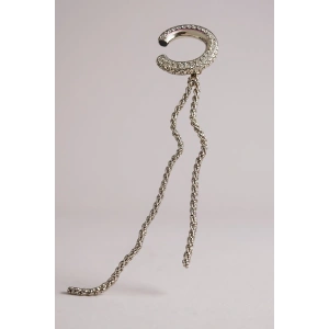 Gümüş Renk Taş Detaylı Sallantılı Ear Cuff (Tek)