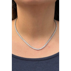 Gümüş Renk Taş Detaylı Süzme Su Yolu Kolye