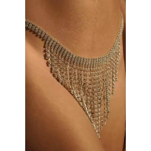 Gümüş Renk Taş Detaylı Tanga/