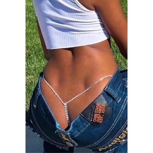 Gümüş Renk Taş Detaylı Tanga