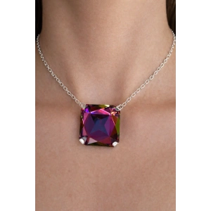 Gümüş Renk Taş Detaylı Tasarım Abiye Kolye