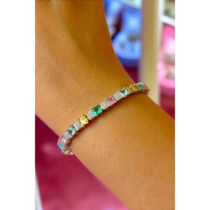 Gümüş Renk Taş Detaylı Tasarım Bileklik