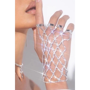 Gümüş Renk Taş Detaylı Tasarım Şahmeran