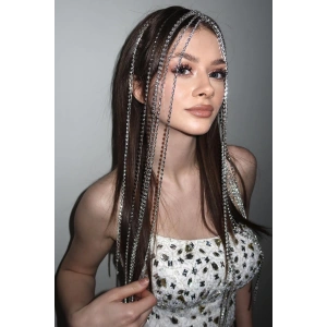 Gümüş Renk Taş Detaylı Tasarım Taç