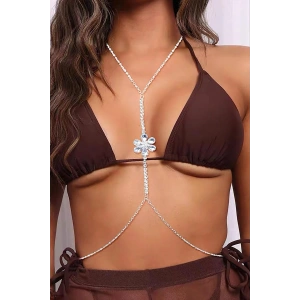 Gümüş Renk Taş Detaylı Tasarım Vücut Aksesuar