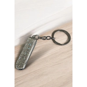 Gümüş Renk Taş Detaylı Tırnak Makaslı Anahtarlık