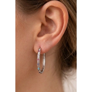 Gümüş Renk Taş Detaylı TX Küpe (Çift)