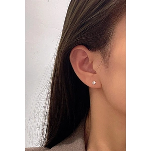 Gümüş Renk Taş Detaylı Unisex Küpe (Çift)