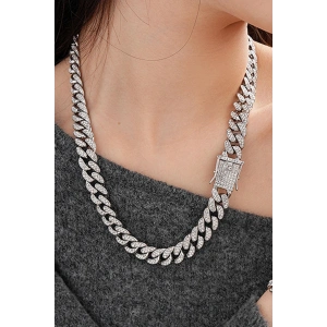 Gümüş Renk Taş Detaylı Unisex VİP Tasarım Kolye