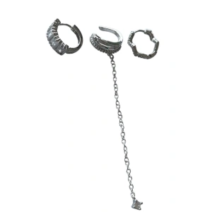 Gümüş Renk Taş Detaylı VİP 3lü YSX Küpe Set