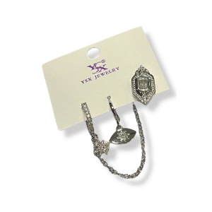 Gümüş Renk Taş Detaylı VİP 3lü YSX Küpe Set