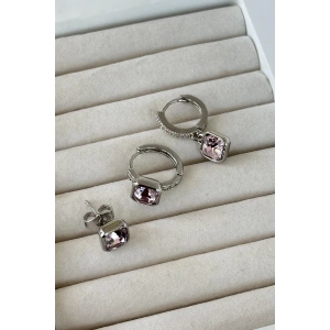 Gümüş Renk Taş Detaylı VİP 3lü YSX Küpe Set