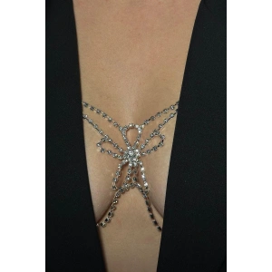 Gümüş Renk Taş Detaylı Vücut Aksesuarı