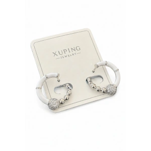 Gümüş Renk Taş Detaylı Xuping Küpe (Çift)