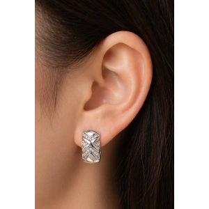 Gümüş Renk Taş Detaylı Xuping Küpe (Çift)