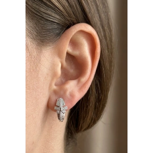 Gümüş Renk Taş Detaylı Xuping Küpe (Çift)