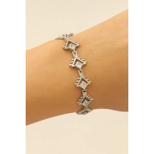 Gümüş Renk Taş Detaylı YSX Bileklik