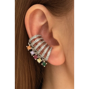 Gümüş Renk Taş Detaylı YSX Ear Cuff (Tek)