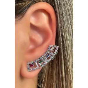 Gümüş Renk Taş Detaylı YSX Ear Cuff (Tek)