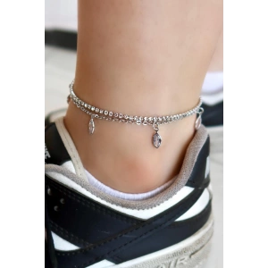 Gümüş Renk Taş Detaylı YSX Halhal