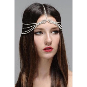 Gümüş Renk Taşlı Alınlık/Gelin Aksesuar