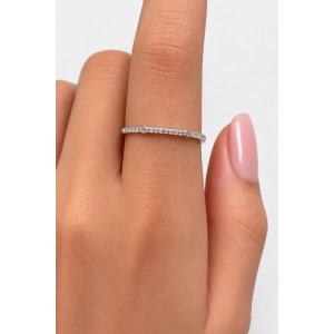 Gümüş Renk Taşlı Ayarlanabilir Yüzük