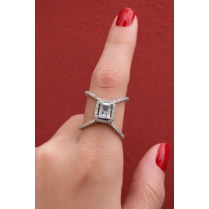 Gümüş Renk Taşlı Ayarlanabilir Yüzük