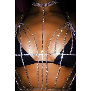 Gümüş Renk Taşlı Bikini Üstü /Bralet /Vücut Aksesuarı