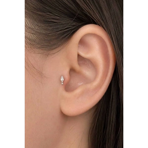 Gümüş  Renk  Taşlı Cerrahi Çelik Tragus/Kıkırdak Küpe/Piercing (Tek)