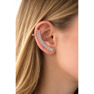 Gümüş Renk Taşlı Kulak Aksesuarı (Çift)