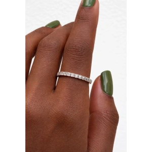 Gümüş Renk Taşlı Su Yolu Ayarlanabilir Yüzük