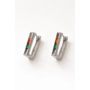 Gümüş Renk Taşlı Tx Küpe (Çift)