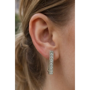 Gümüş Renk Taşlı Tx Küpe (Çift)