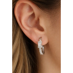 Gümüş Renk Taşlı Tx Küpe (Çift)