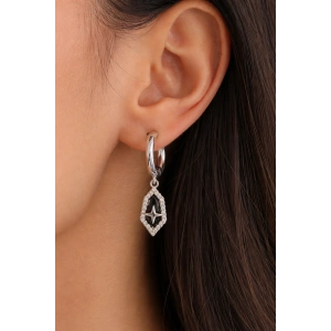 Gümüş Renk Taşlı Tx Küpe (Çift)