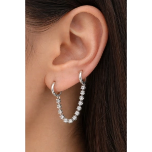 Gümüş Renk Taşlı Tx Küpe (Tek)