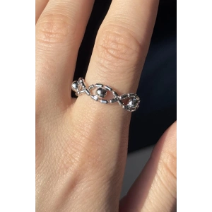 Gümüş Renk Top Detaylı Ayarlanabilir Yüzük