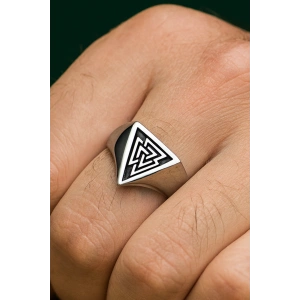Gümüş Renk Üçgen Figürlü Ayarlanabilir Çelik Erkek Yüzük