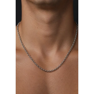 Gümüş Renk Unisex Çelik Zincir Kolye